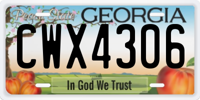 GA license plate CWX4306