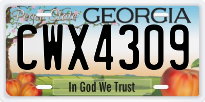 GA license plate CWX4309