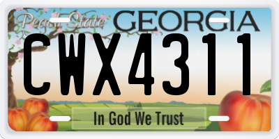 GA license plate CWX4311
