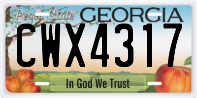 GA license plate CWX4317