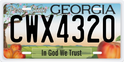 GA license plate CWX4320