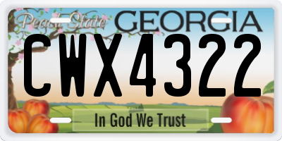 GA license plate CWX4322
