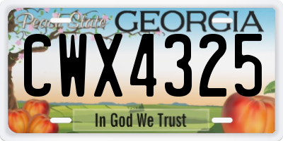 GA license plate CWX4325
