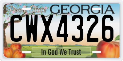 GA license plate CWX4326