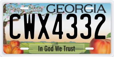 GA license plate CWX4332