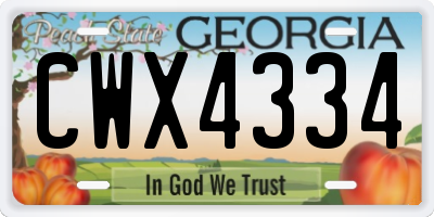 GA license plate CWX4334
