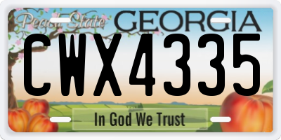 GA license plate CWX4335