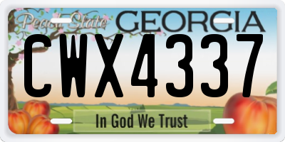GA license plate CWX4337