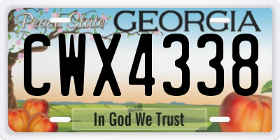 GA license plate CWX4338
