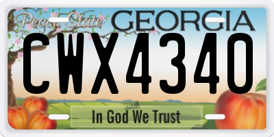 GA license plate CWX4340