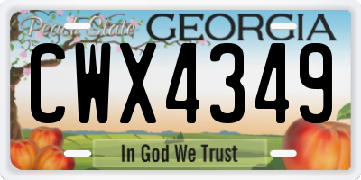 GA license plate CWX4349