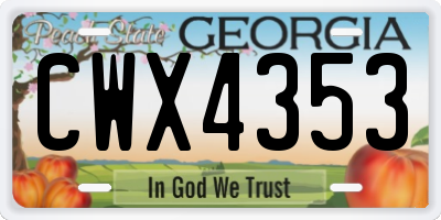 GA license plate CWX4353