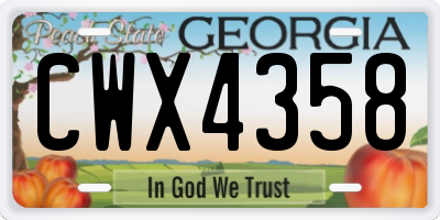 GA license plate CWX4358