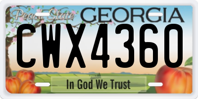 GA license plate CWX4360