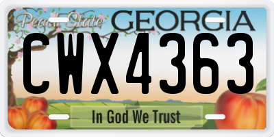 GA license plate CWX4363