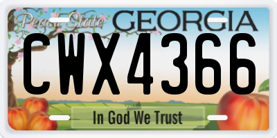 GA license plate CWX4366
