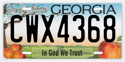 GA license plate CWX4368