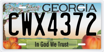 GA license plate CWX4372