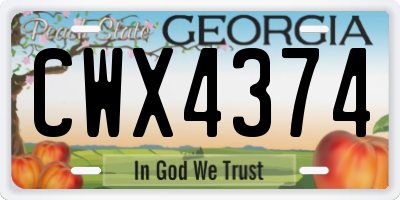 GA license plate CWX4374