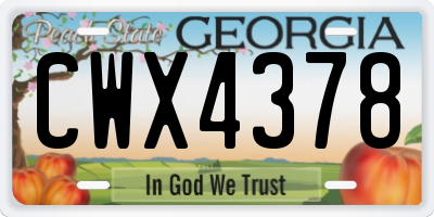 GA license plate CWX4378