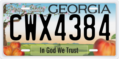 GA license plate CWX4384