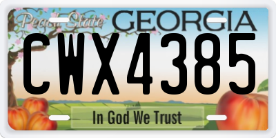 GA license plate CWX4385