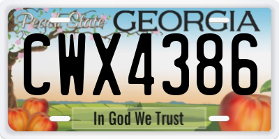 GA license plate CWX4386