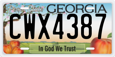 GA license plate CWX4387
