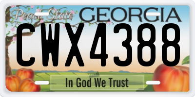 GA license plate CWX4388