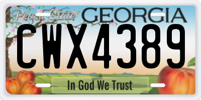 GA license plate CWX4389