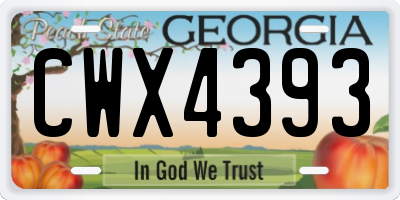GA license plate CWX4393