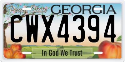 GA license plate CWX4394