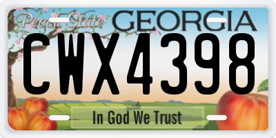 GA license plate CWX4398