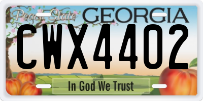 GA license plate CWX4402