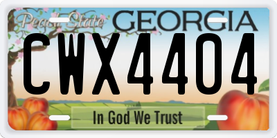 GA license plate CWX4404