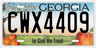GA license plate CWX4409