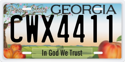 GA license plate CWX4411