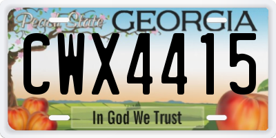 GA license plate CWX4415