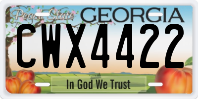 GA license plate CWX4422