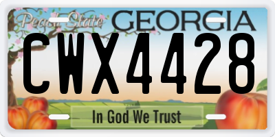 GA license plate CWX4428