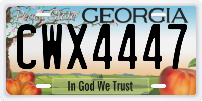 GA license plate CWX4447