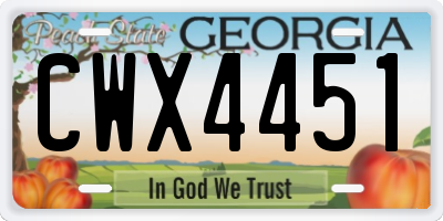 GA license plate CWX4451