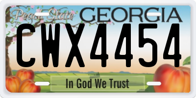 GA license plate CWX4454