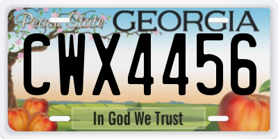 GA license plate CWX4456