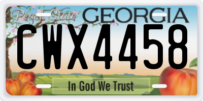 GA license plate CWX4458