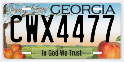 GA license plate CWX4477