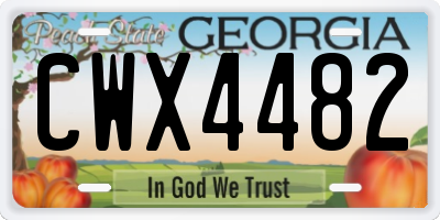 GA license plate CWX4482