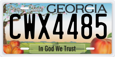 GA license plate CWX4485