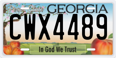 GA license plate CWX4489