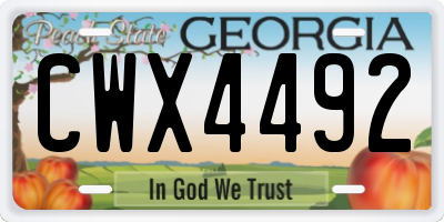 GA license plate CWX4492